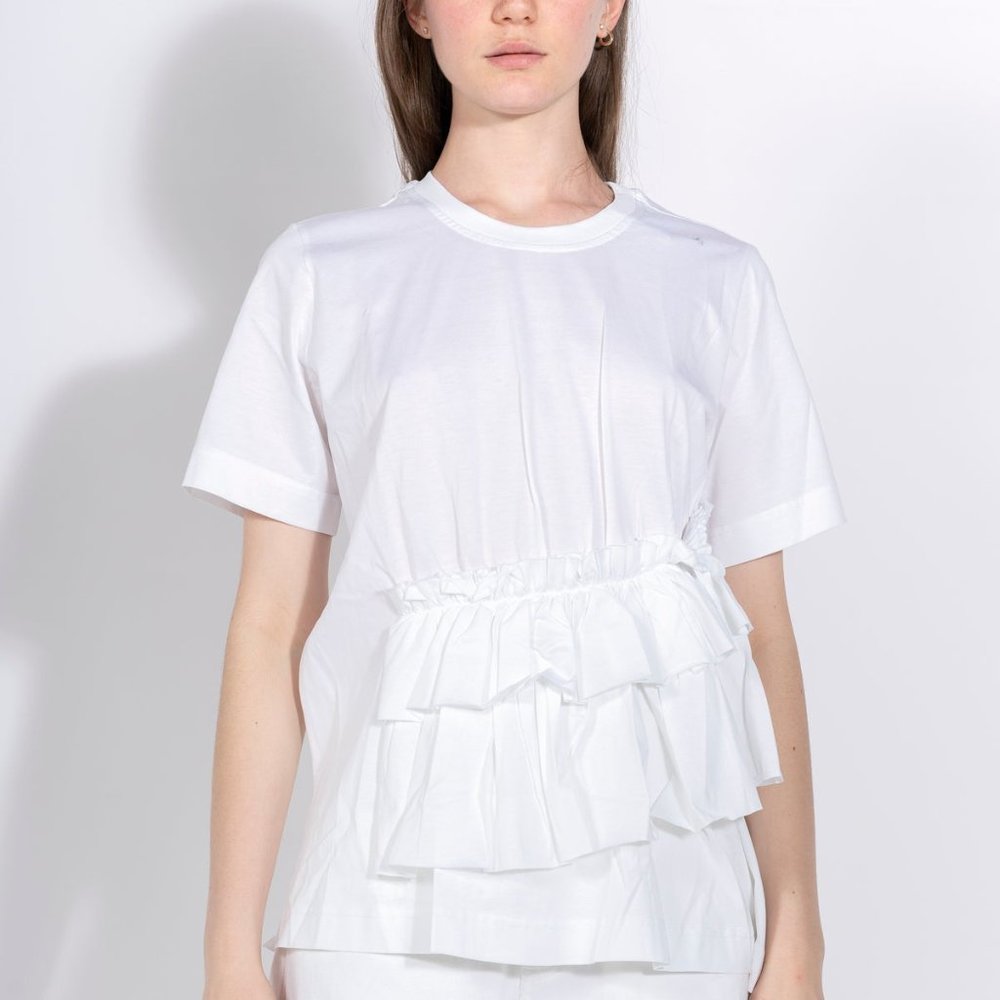 MARQUES ALMEIDA RUFFLE FRONT TEE - BLACK